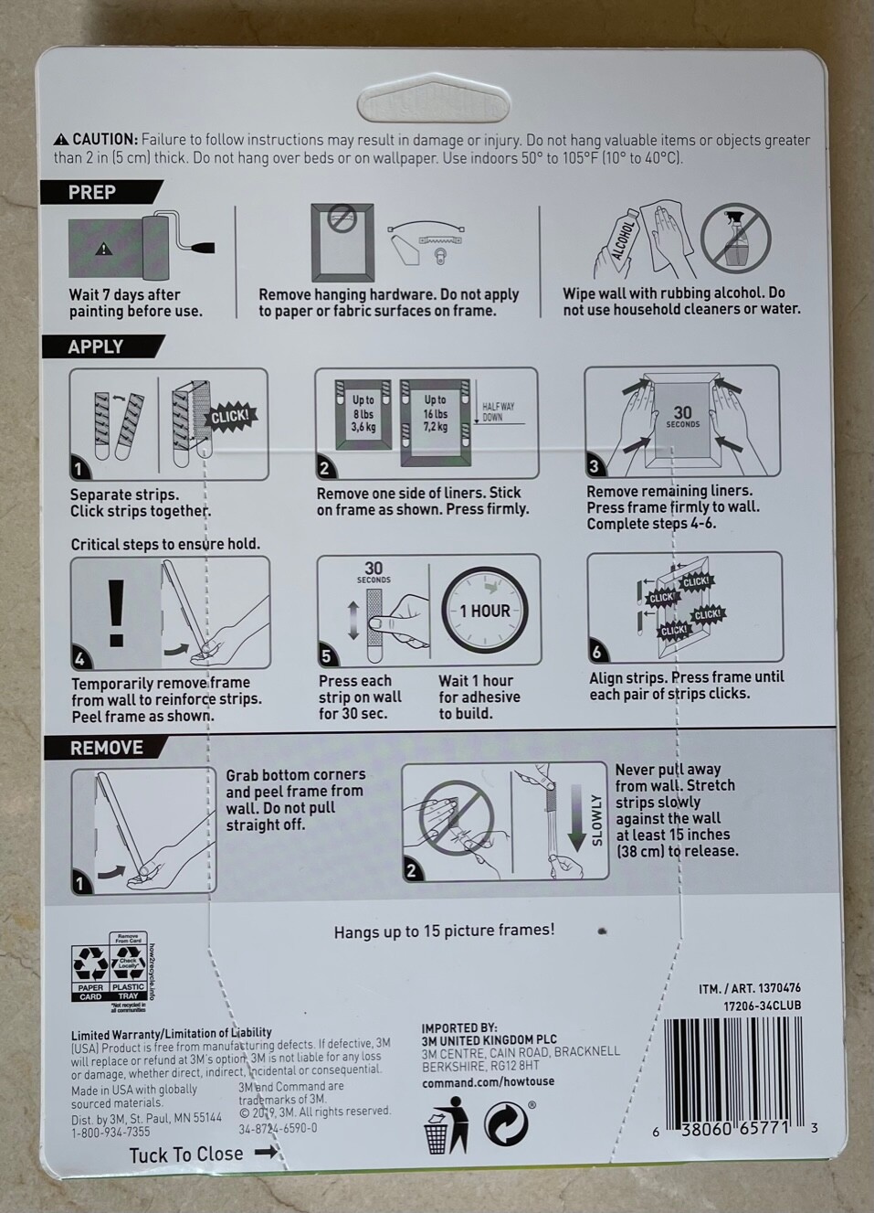 3M Command Picture Hanging Strips 34 Pairs 68 Large Strips Hold 16 lbs gallery