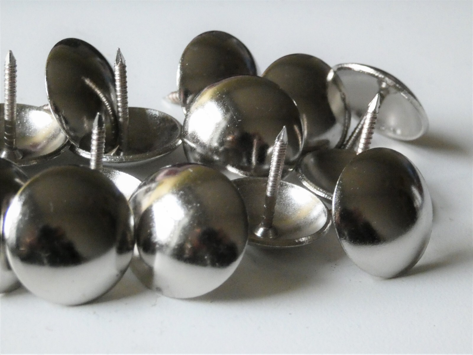 CHROME NICKEL SILVER - UPHOLSTERY NAILS STUDS TACKS PINS (LARGE 22mm) gallery