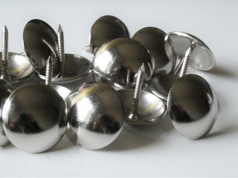 CHROME NICKEL SILVER - UPHOLSTERY NAILS STUDS TACKS PINS (LARGE 22mm) gallery
