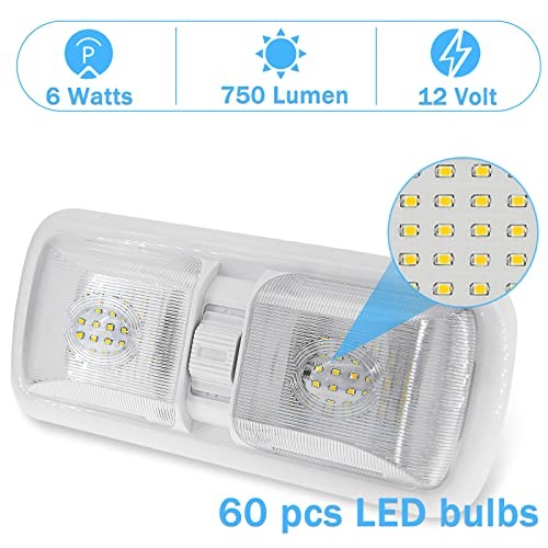 12V RV Led Interior Lights 750 Lumens, 12 Volt LED Ceiling 2 pcs(square) gallery