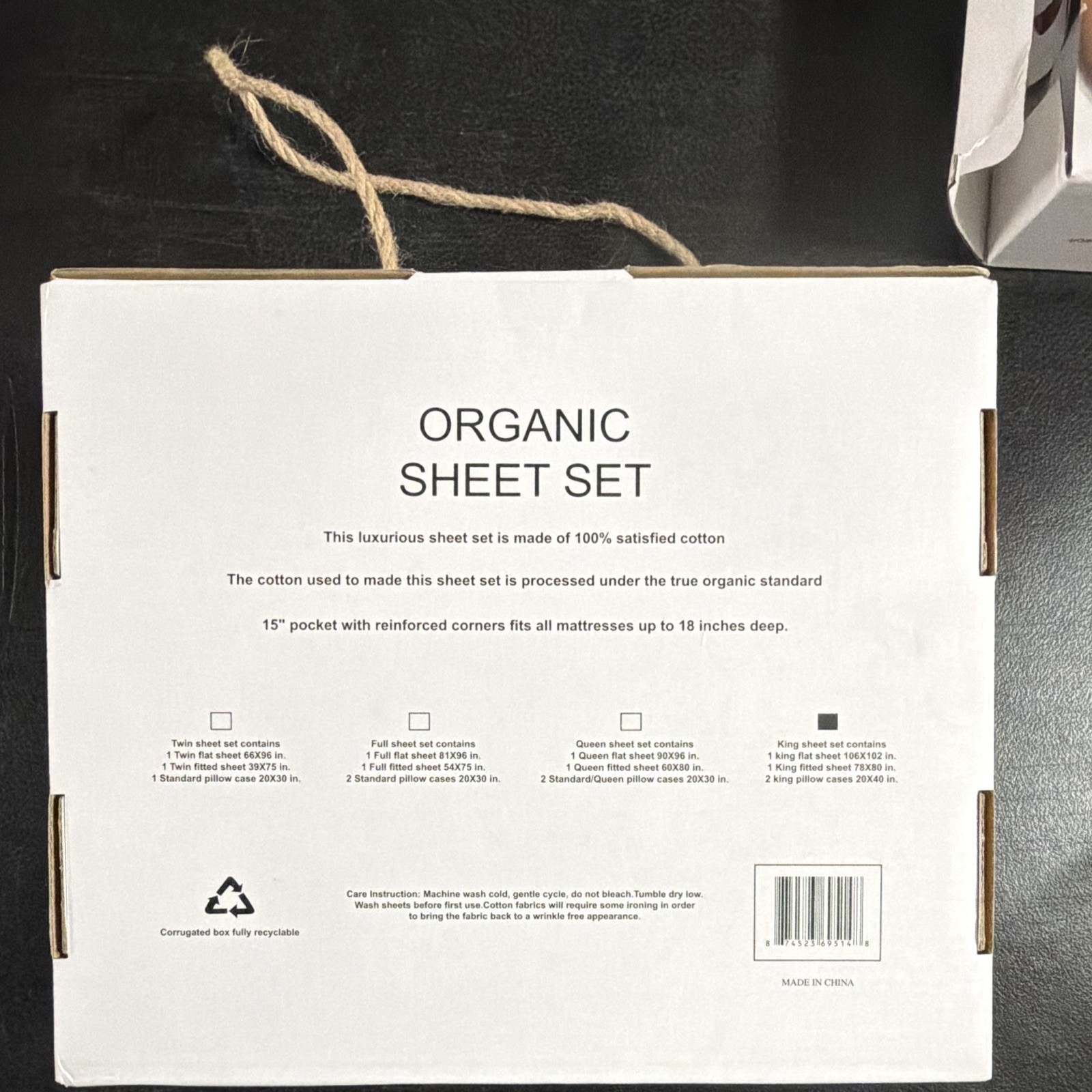 Tree Organic 2000 Organic King Sheet Set Orange Solid 100% Cotton Deep Fitted gallery