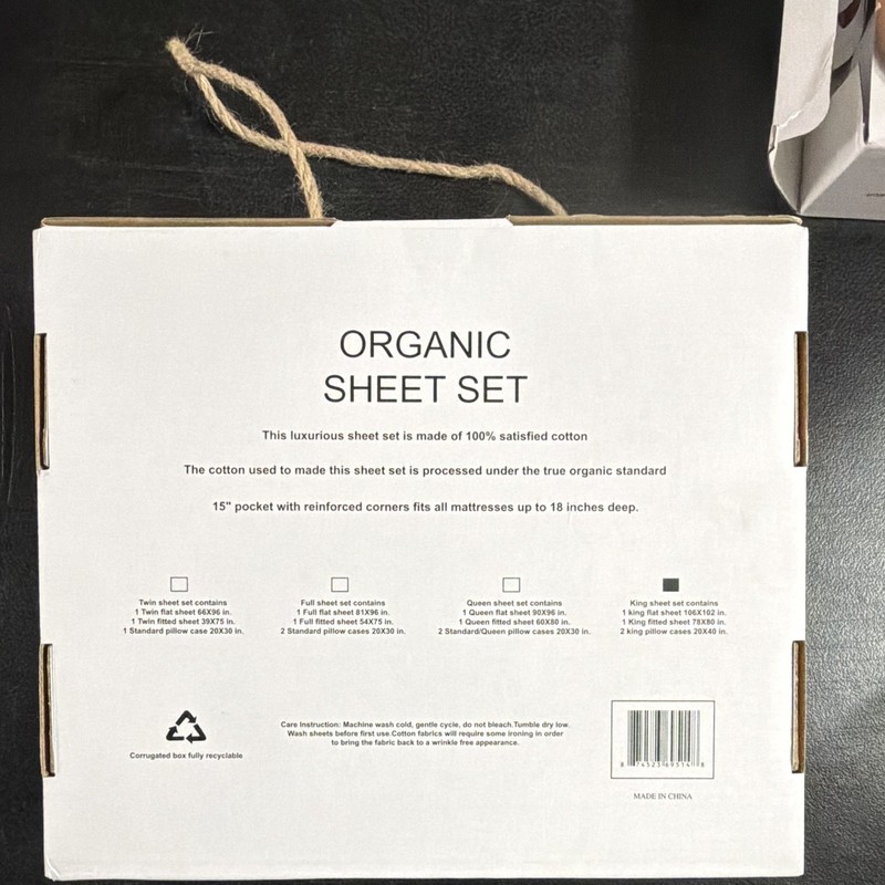 Tree Organic 2000 Organic King Sheet Set Orange Solid 100% Cotton Deep Fitted gallery
