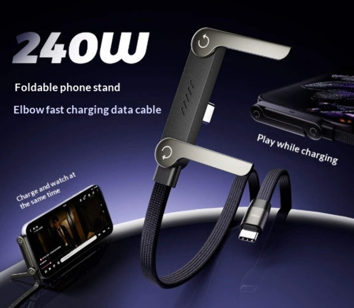 Fast Charging Foldable Bracket Data Cable 2-in-1 Data Wire Foldable Phone Tablet gallery