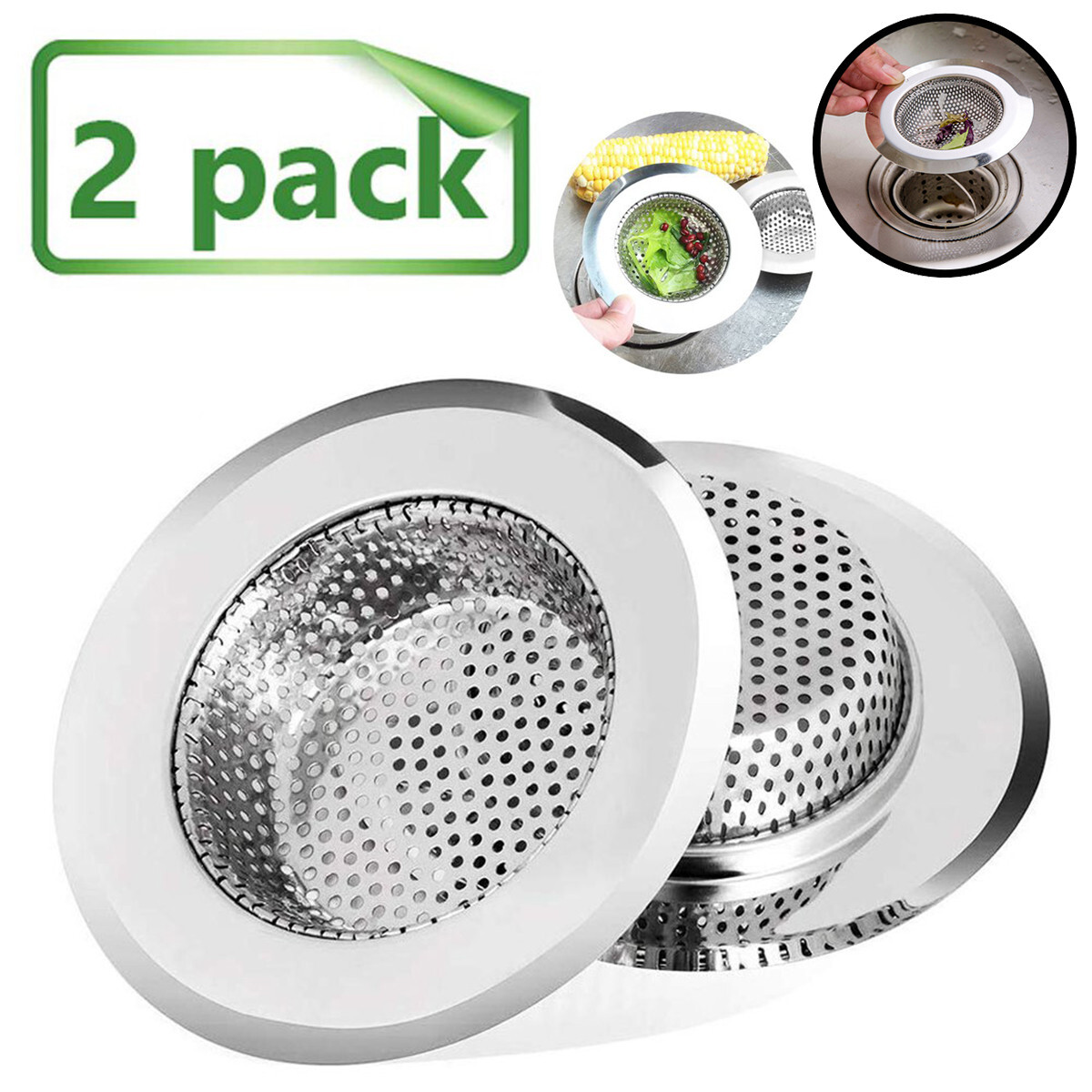 2PCS 4.5" Kitchen Bathroom Sink Strainer Stainless Steel Filter Drain Strainer gallery