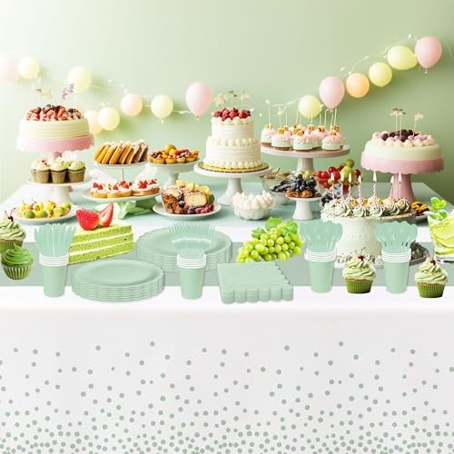 Party Decorations Supplies Tableware, Light Green Paper Plates And Sage Green gallery