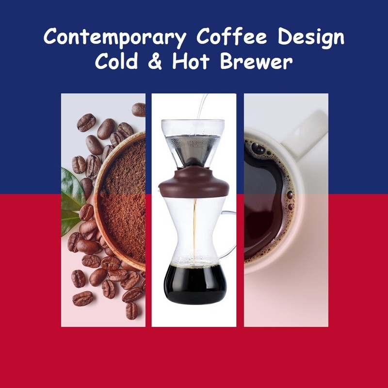 Cold brew hot coffee maker iced drip brewer infuser stainless filter large 14oz gallery