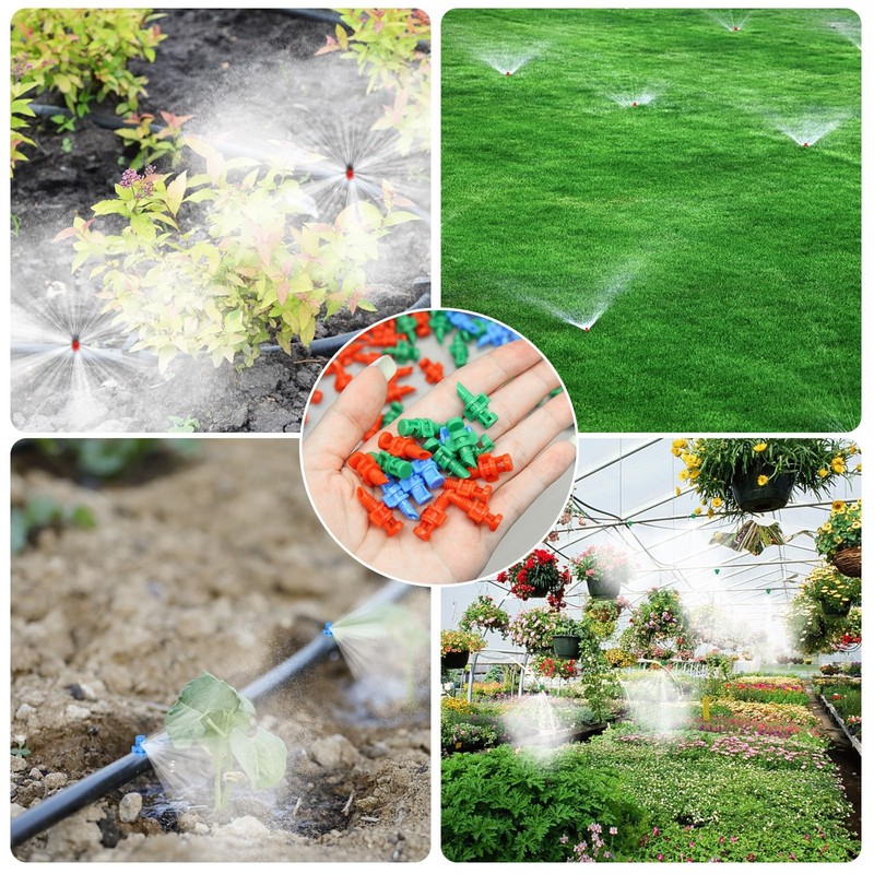 150Pcs Drip Irrigation Emitters, Micro Sprinkler Heads Misting Blue/green/red gallery