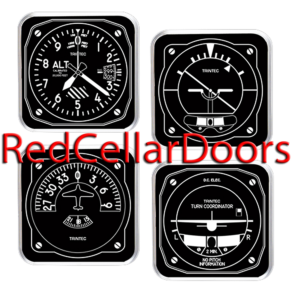 New TRINTEC Black & White Aviation Instrument Coaster Set of 4 Coasters gallery