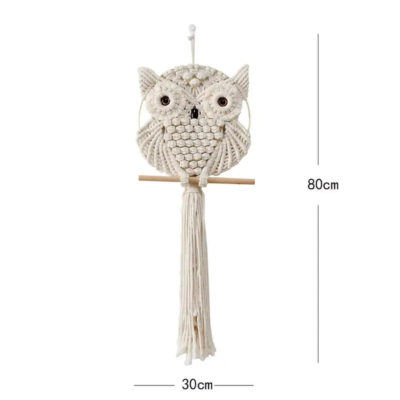 Owl Macrame Wall Hanging Handmade Woven Tapestry Boho Art Home Decor Tassel Gift gallery