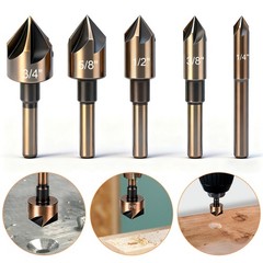 5x HSS Countersink Drill Bits 82° 1/4″-3/4″ For Deburring Chamfering Flush Screw