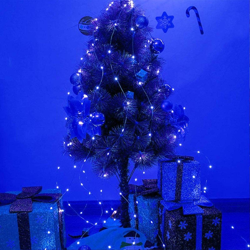 RUICHEN Silver Wire 33 Ft 100 LED USB Fairy String Lights 33Ft 100LED, Blue gallery