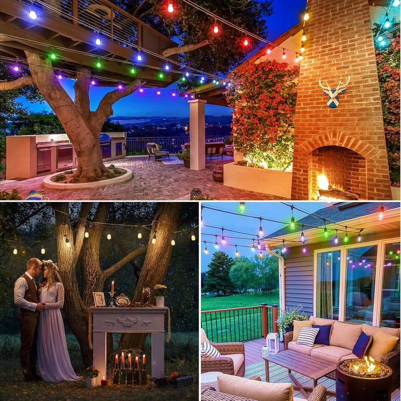 48 Ft Smart Outdoor String Lights RGBCW Color Changing Dimmable Patio String gallery