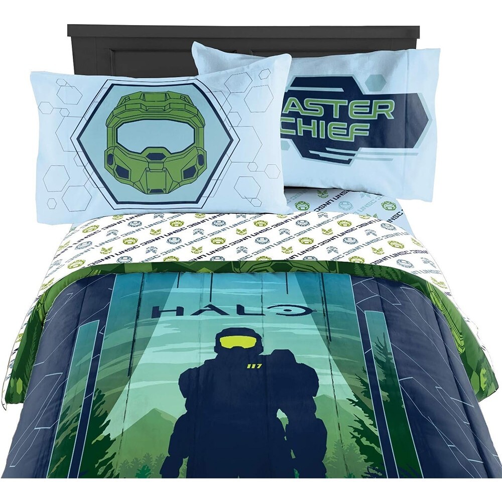 Multicolor 4 Piece Halo Infinite Master Chief Kids Full Bedding Sheet Set gallery