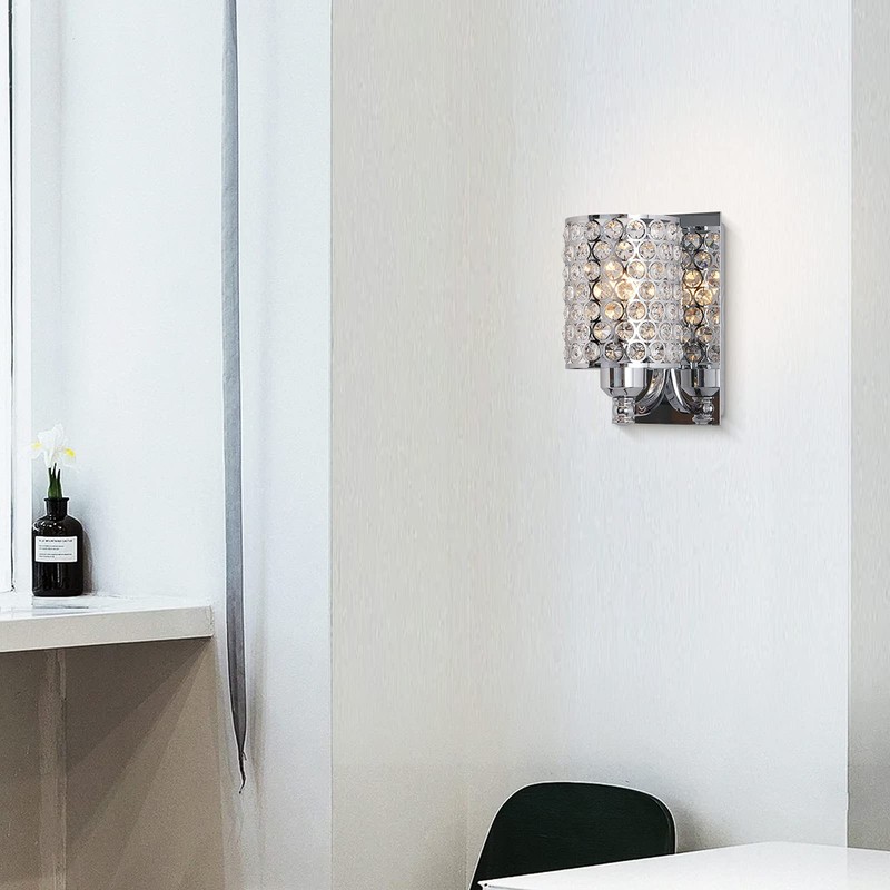 Crystal Wall Sconce with Chrome Finish (Set of 2) Modern Concise Style Wall L... gallery