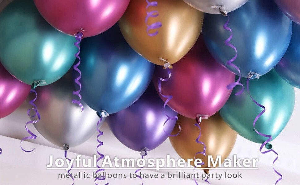 PMLAND 60 Pcs Metallic Thick Latex Balloons 12 Inches gallery