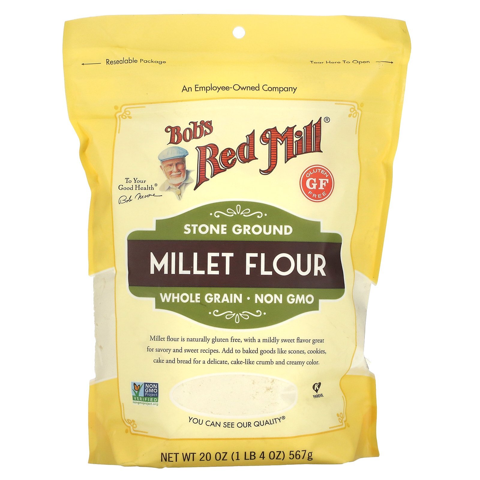 Stone Ground Millet Flour, Whole Grain, 20 oz (567 g) gallery