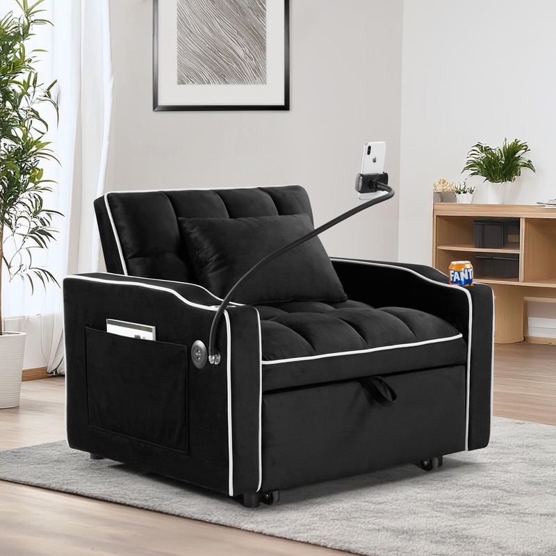 Convertible Sleeper Chair Sofa Bed Pull Out Chair Bed Daybed for Small Spaces gallery