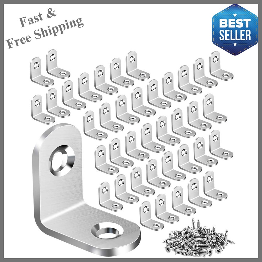 40PCS L Bracket Corner Brace Small L Brackets for Wood, Metal Corner Bracket, St