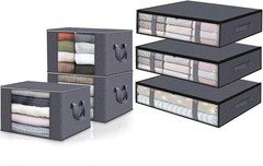 6 Pack Foldable Bins with Lids, Under Bed Storage Containers for Bedding