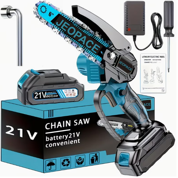 Mini Electric Chainsaw 6 Inch Cordless Handheld Pruning Saw with 1 Battery Kit gallery