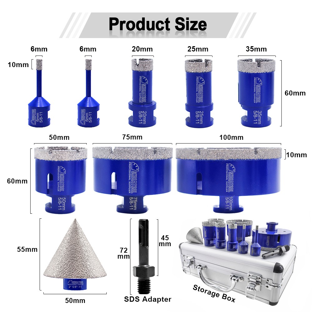 Diamond Drilling Bit Cut Porcelain Granite Marble Angle Grinder 5/8-11 Hole Saw gallery