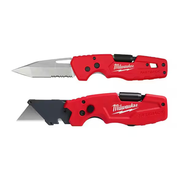 Milwaukee FASTBACK Utility Knife Folding 3" Blade 5 In 1 And 6 In 1 2 Pieces NEW gallery