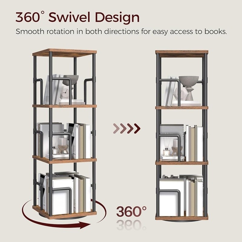 Rotating Bookshelf Space Saving Corner Display Storage Home Office Organizer New gallery