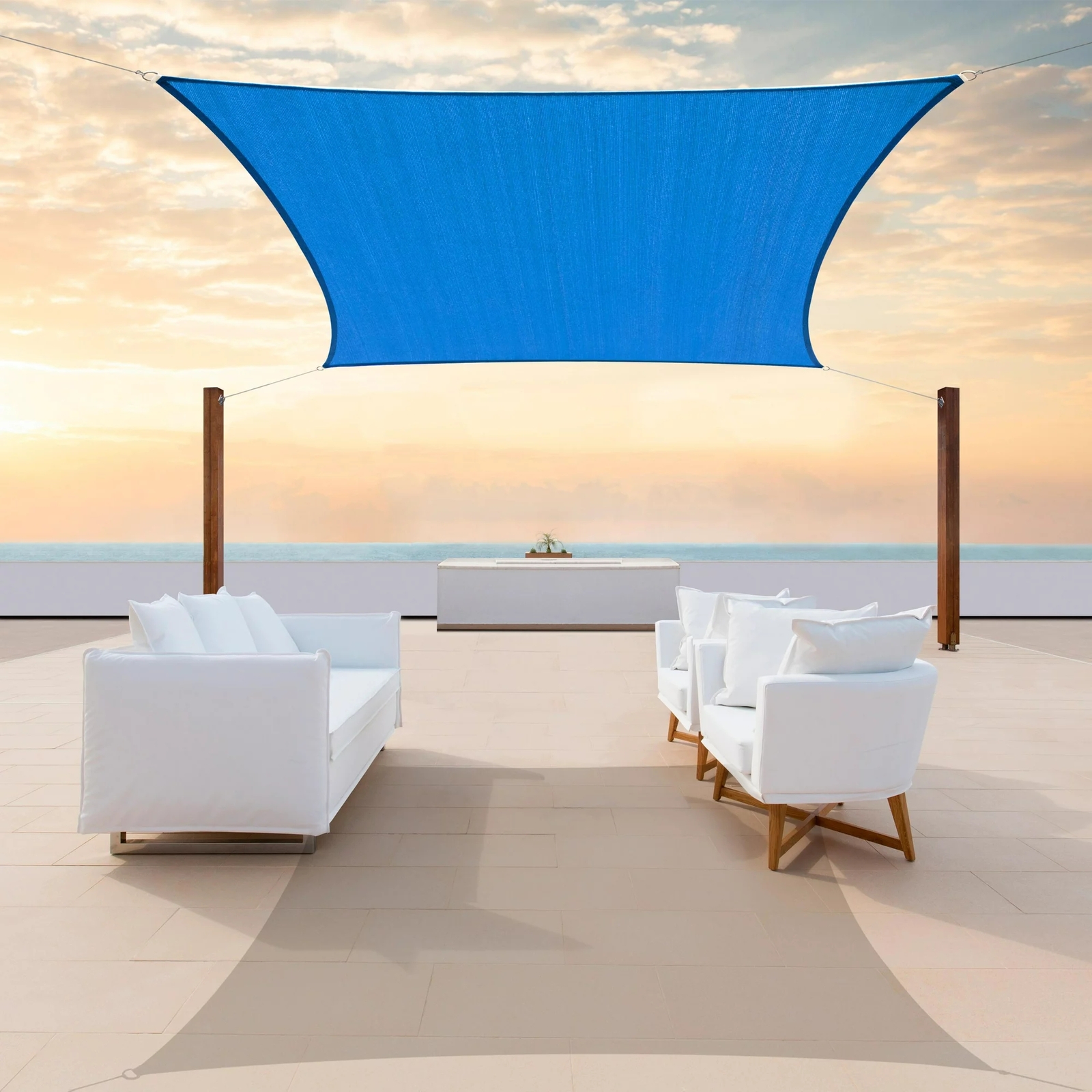 Colourtree Blue Custom Size Rectangle Sun Shade Sail Canopy Fabric Cover Patio gallery