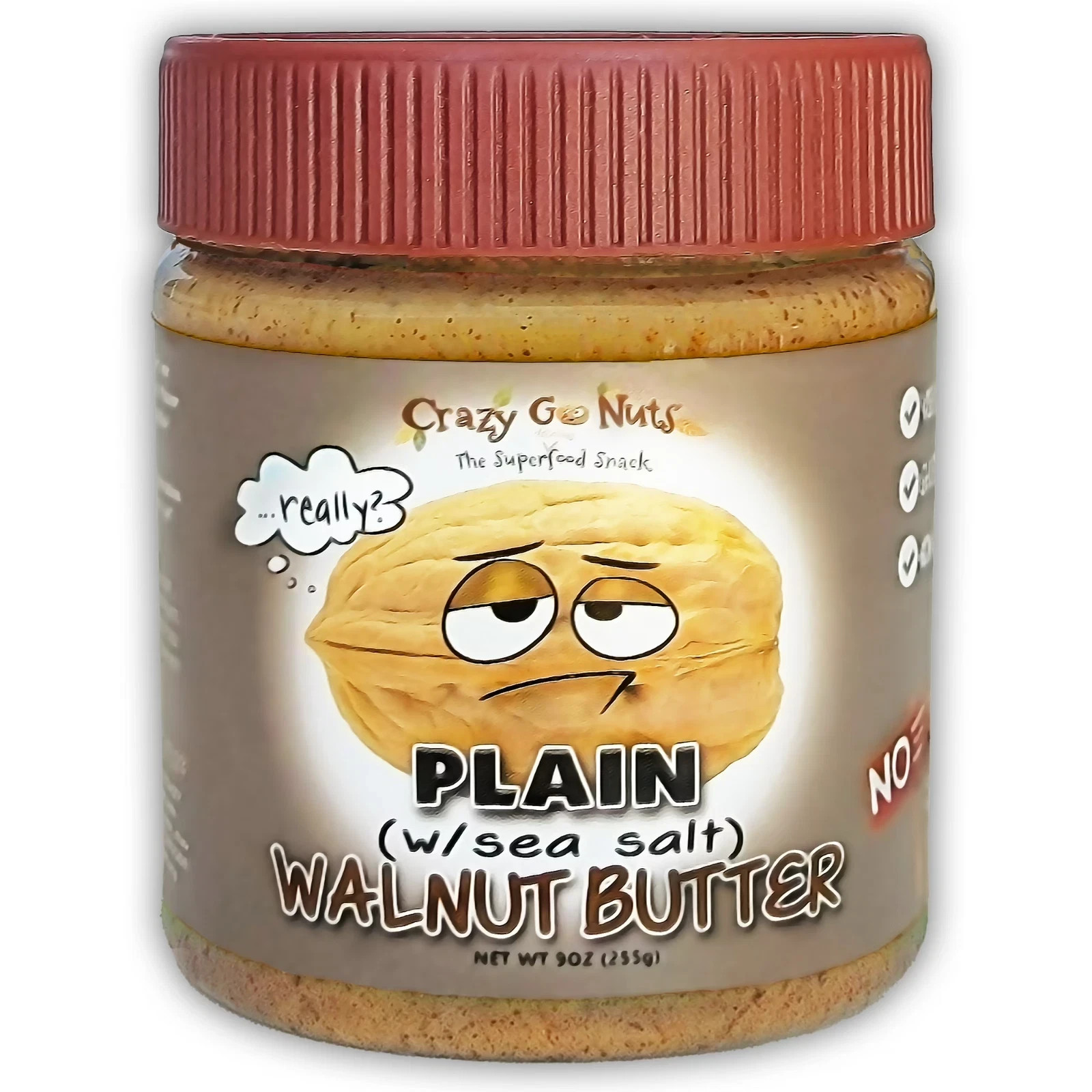 Crazy Go Nuts | Plain Walnut Butter | W Sea Salt | 255g | Fast Free Shipping gallery