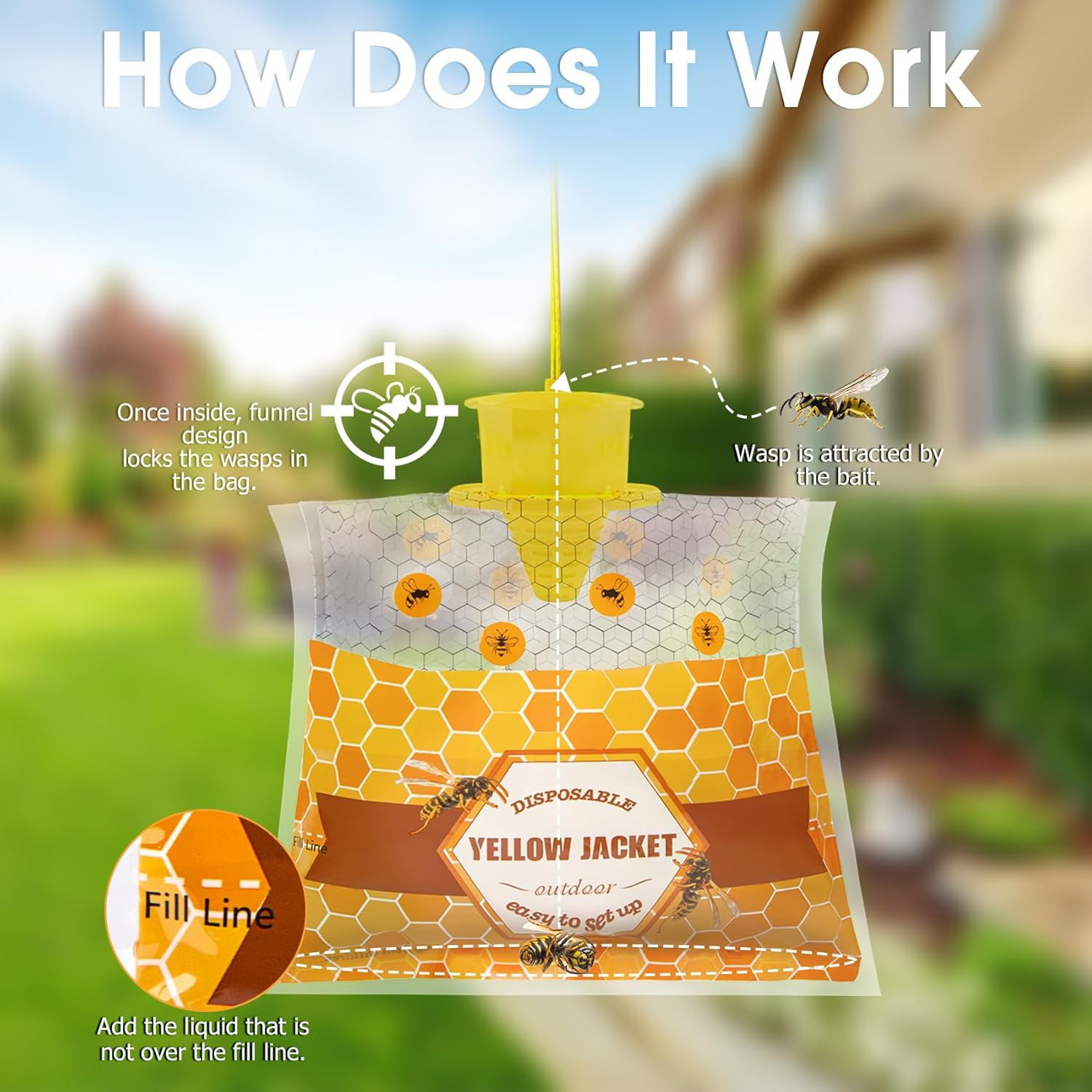6 Pack Disposable Wasp Traps Outdoor Hanging Carpenter Bee Traps for outside Yel gallery