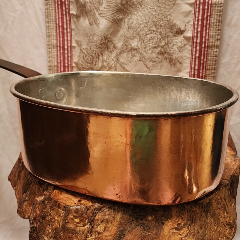 Oval Copper Braising-Roasting Pan Stamped AC Sjöström 39x29cm-15.375x11 inch 8lb gallery