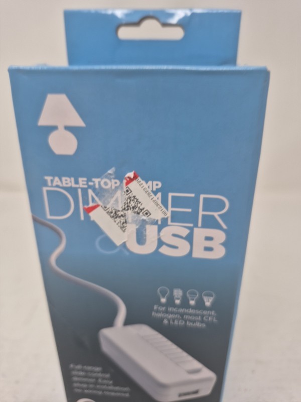 Tesler White-LED Plug-In Table Top Dimmer with USB Port 97D15-open Box gallery