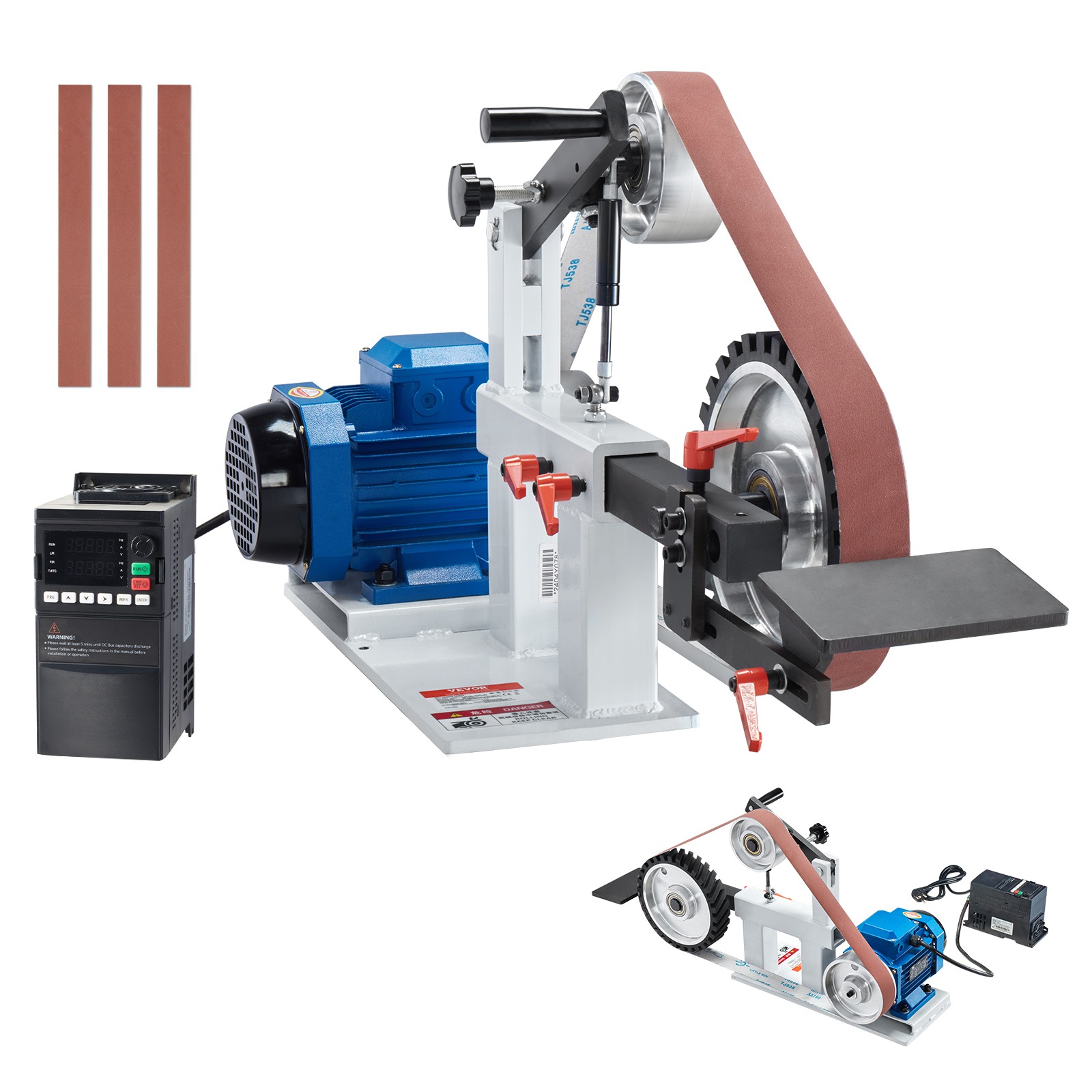 VEVOR Belt Grinder Sander 72 x 2-Inch Variable Speed with VFD 3 Grinding Moulds gallery