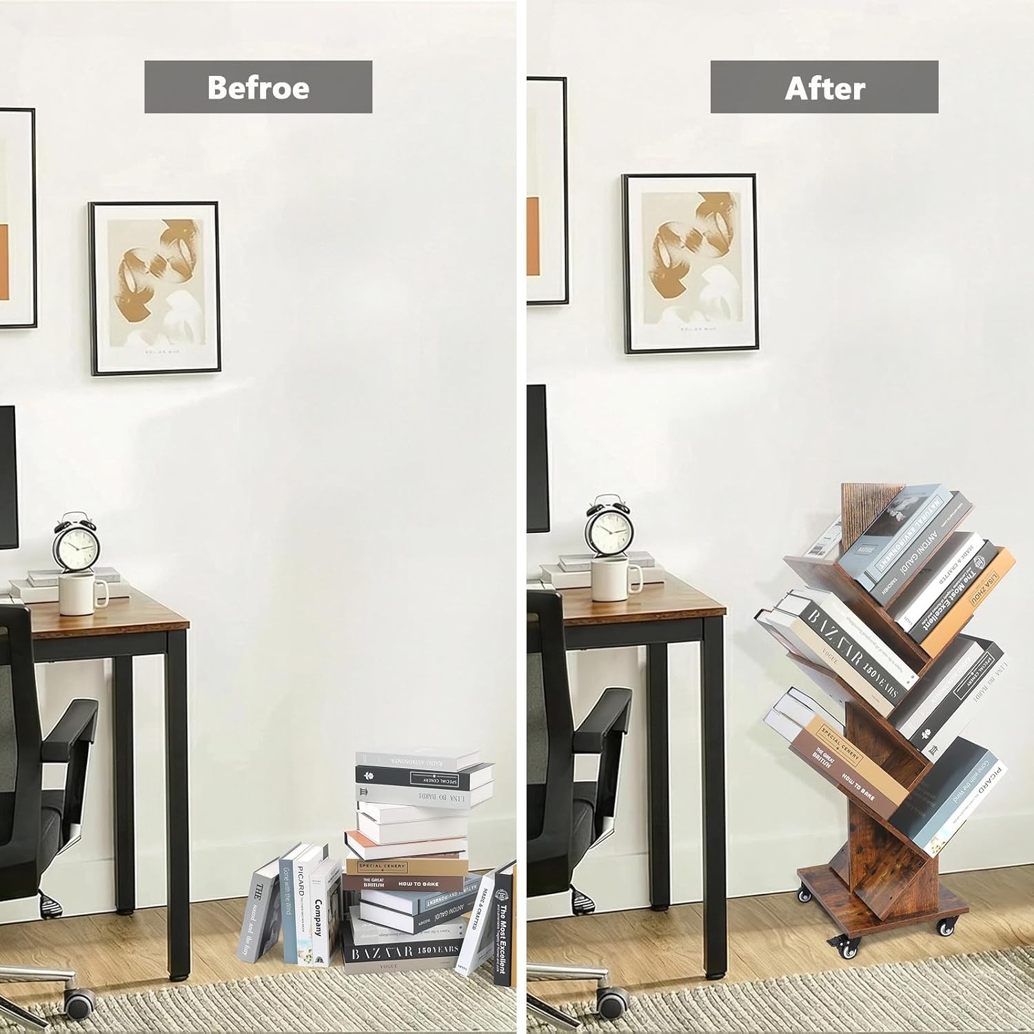 360° Rotating Tree Bookshelf - 7-Tier Space-Saving Storage for Small Spaces gallery