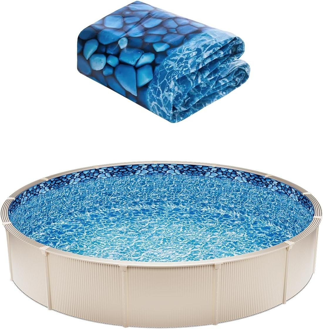 8-ft Round Above Ground Pool Liner, Overlap Pool Liners, Standard Gauge Vinyl, 4 gallery