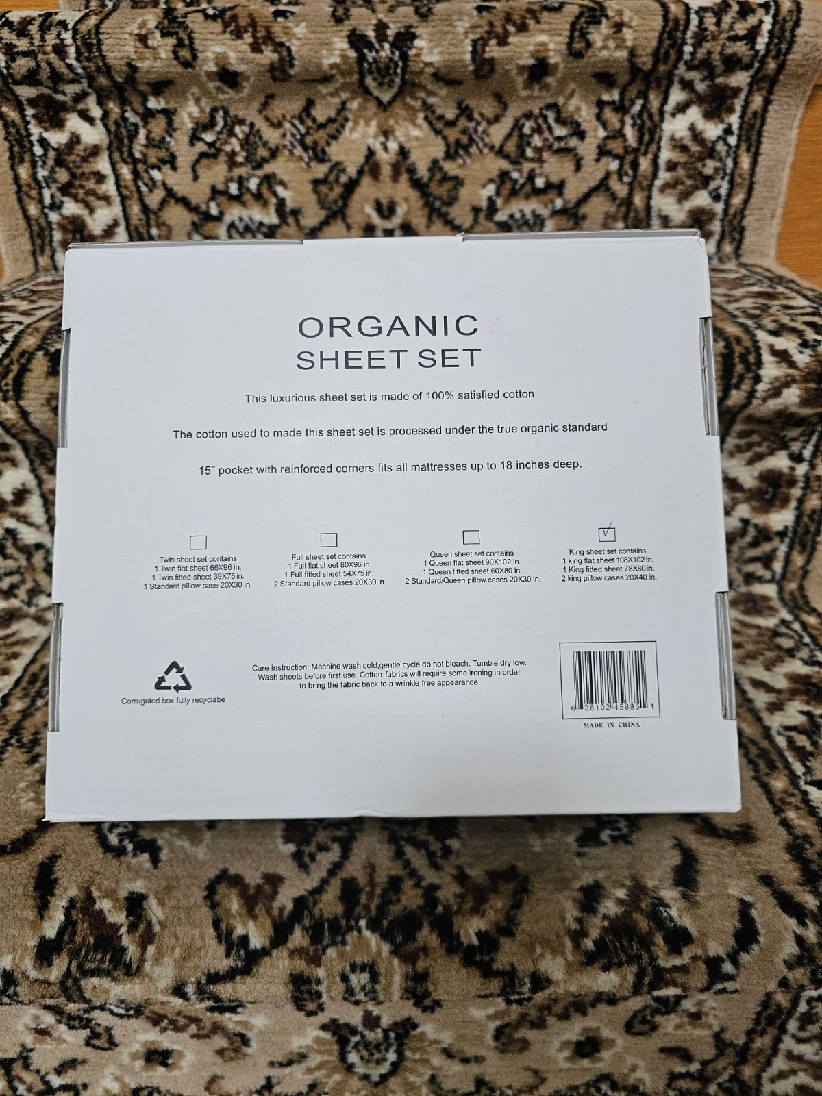 Tree Organic King Sheet Set 2000 Solid White 100% Organic Cotton Deep Fitted gallery