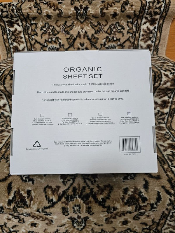 Tree Organic King Sheet Set 2000 Solid White 100% Organic Cotton Deep Fitted gallery