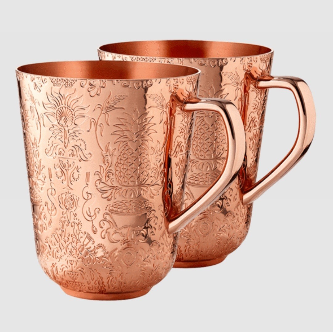 Absolut Elyx Demask Copper Moscow Mule Mug Embossed set of 6 pcs FREE SHIPPING gallery