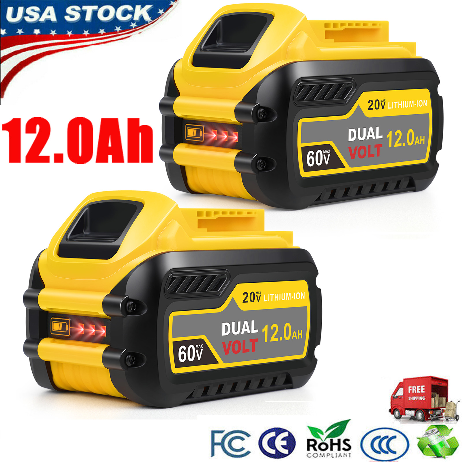 2pcs 12.0Ah Battery For DeWalt FLEXVOLT 20V 60V Max DCB206 DCB609 DCB606 DCB612 gallery