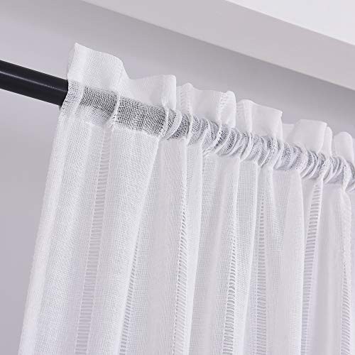 Sidelight Door Panel Striped Semi Sheer White 30"W x 40"L (Pack of 2) Stripes gallery