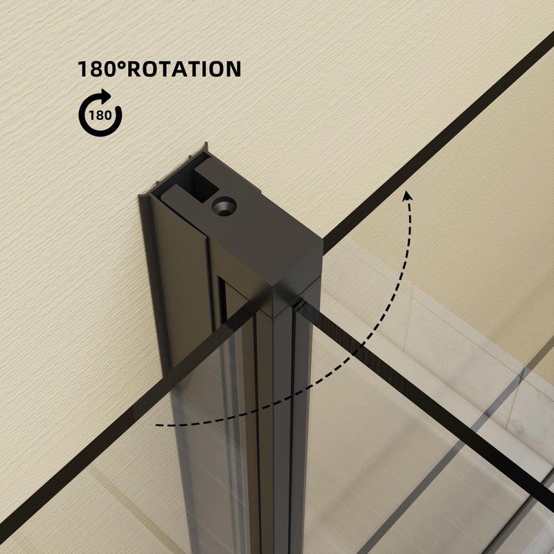 Goodyo Bathtub Screen Panel Pivot Swing Shower Door 31.5"x55", Matte Black gallery