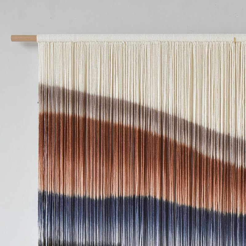 Large Macrame Wall Hanging Tie-Dye Boho Wall Art Fiber Art Decor Brown and Blue gallery