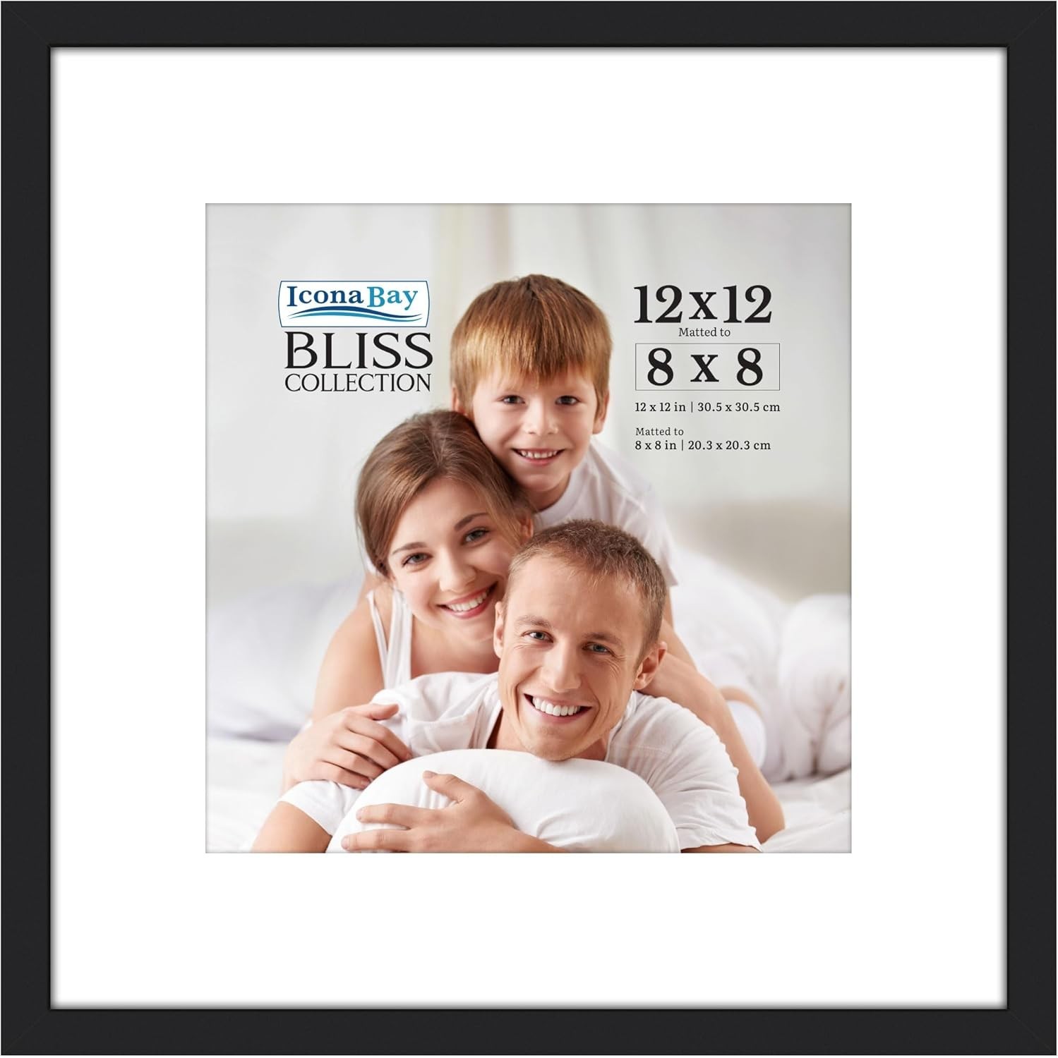 12X12 Picture Frame Black Display Pictures 8X8 with Mat or 12X12 without Mat for gallery