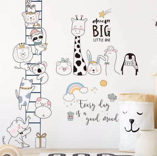 Large High quality PVC Removable animals climbing ladder wall Decals for kids gallery