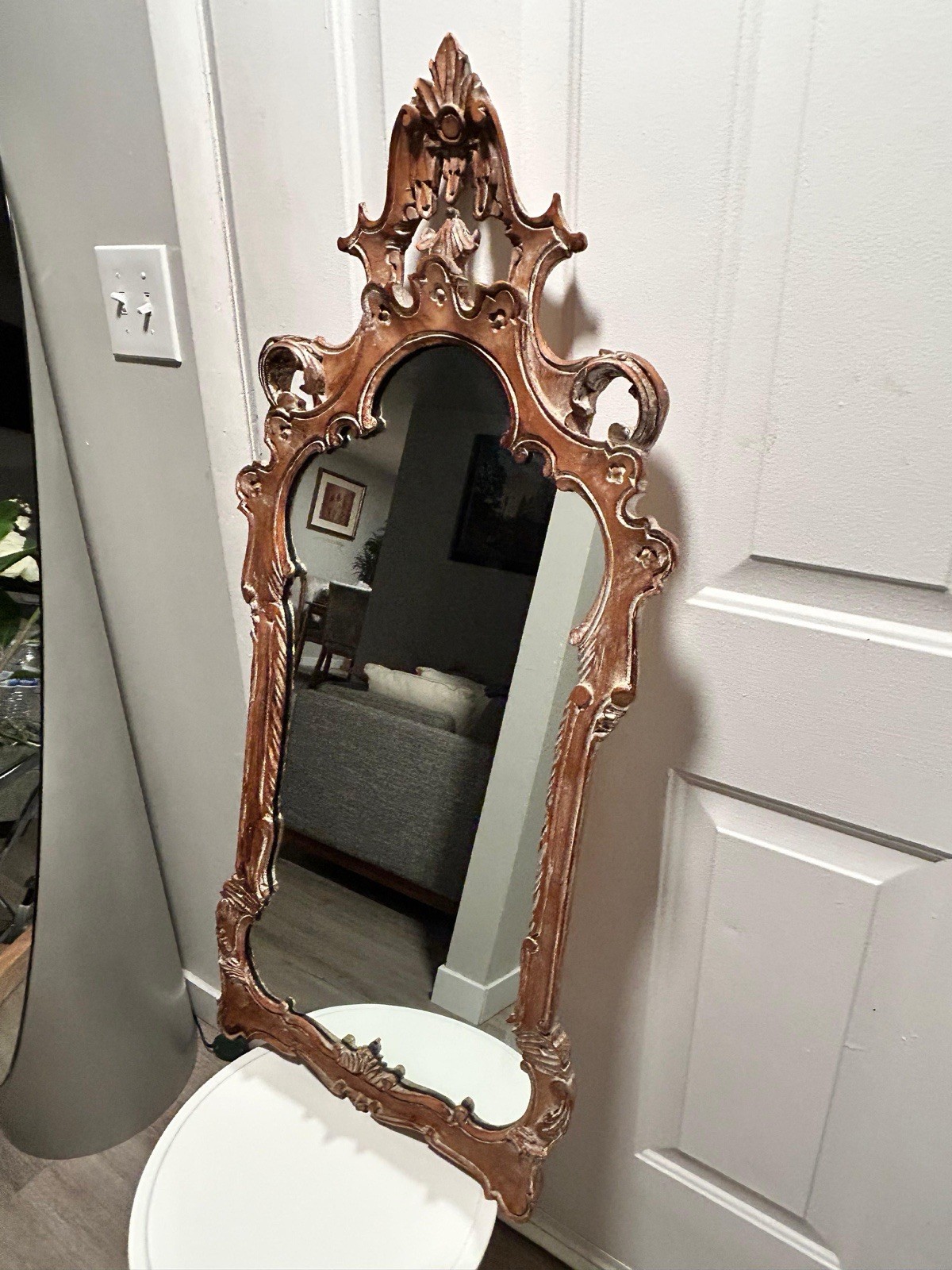 LaBarge 1427 Baroque/Rococo Ornate Arched Bronze Finish Wood Wall Mirror gallery
