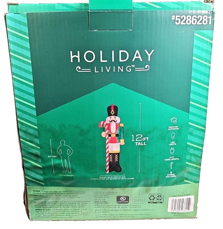 12' TALL LED LIGHTED NUTCRACKER AIRBLOWN CHRISTMAS INFLATABLE Used with Box gallery