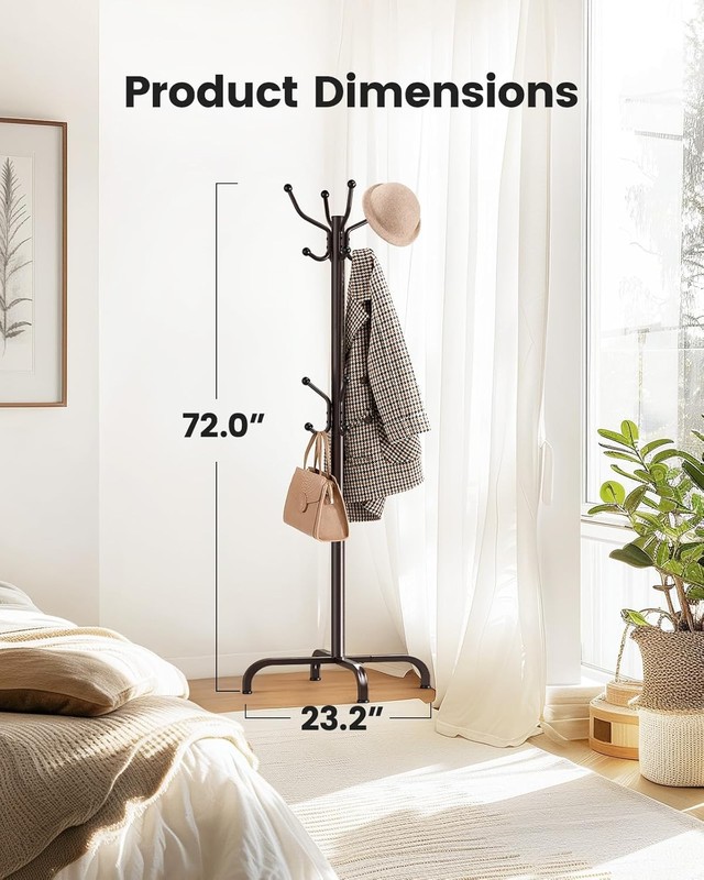 Coat Rack Hooks, Freestanding Coat Rack Stand for Entryway, Hallway, Bedroom, gallery