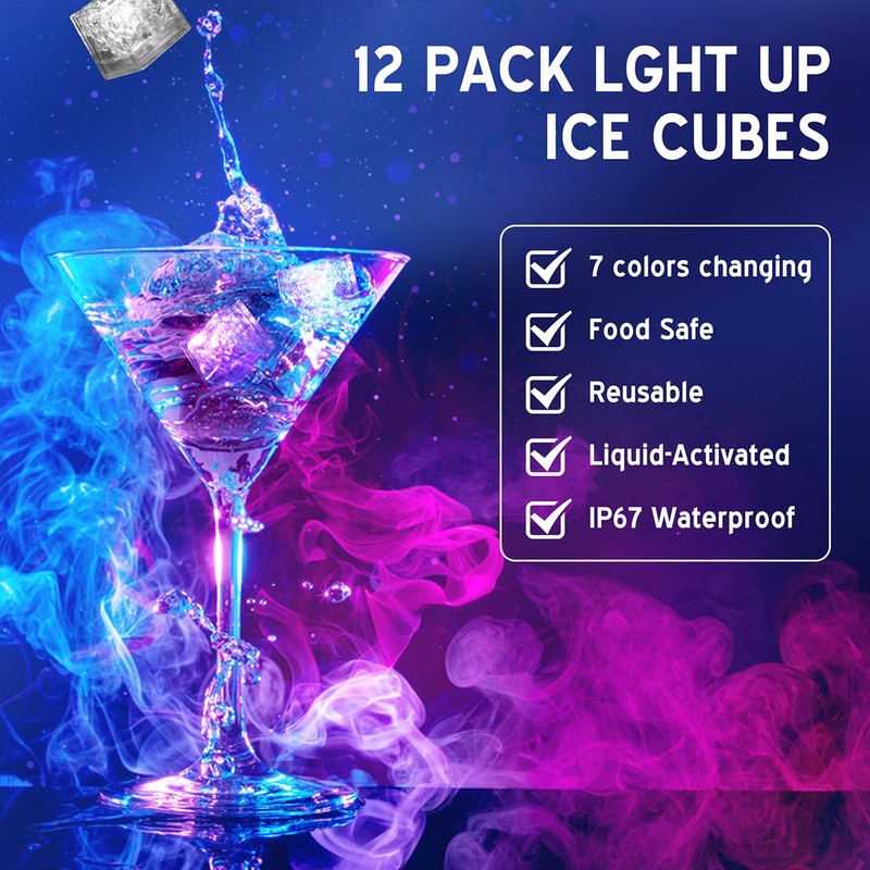 Lot Light Up Ice Cubes for Drinks Multi-Color LED Ice Cubes for Ice Cube Light gallery