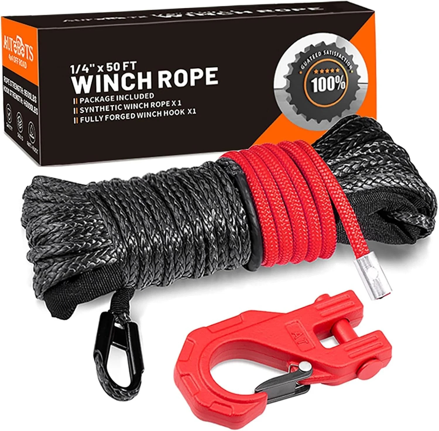 Synthetic Winch Rope 1/4" X 50 Ft，Max 9500lbs Winch Rope with Heavy Duty gallery