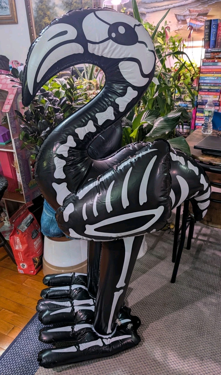 53 Inches Inflatable Halloween Skeleton Flamingo Yard Decoration Led gallery